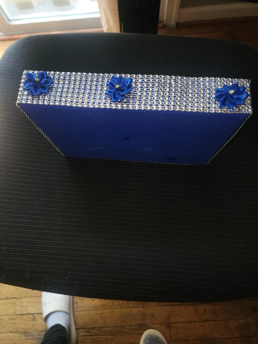 Decorative Blue and Silver Wooden Display Tray - Home Art